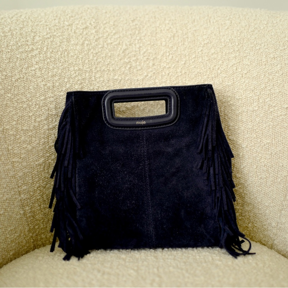 Maje Suede Leather Fringe Bag